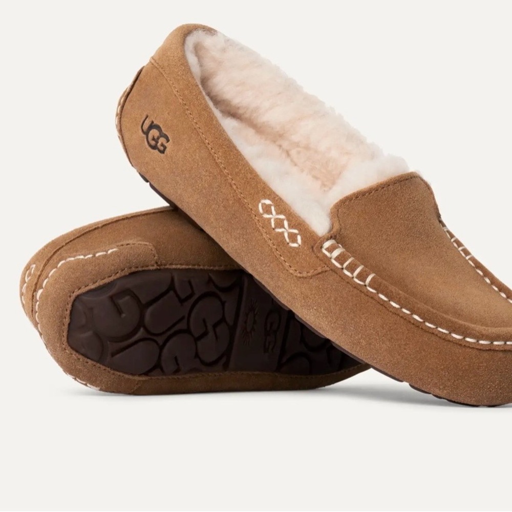 UGG Chestnut Suede Slippers with Plush Lining